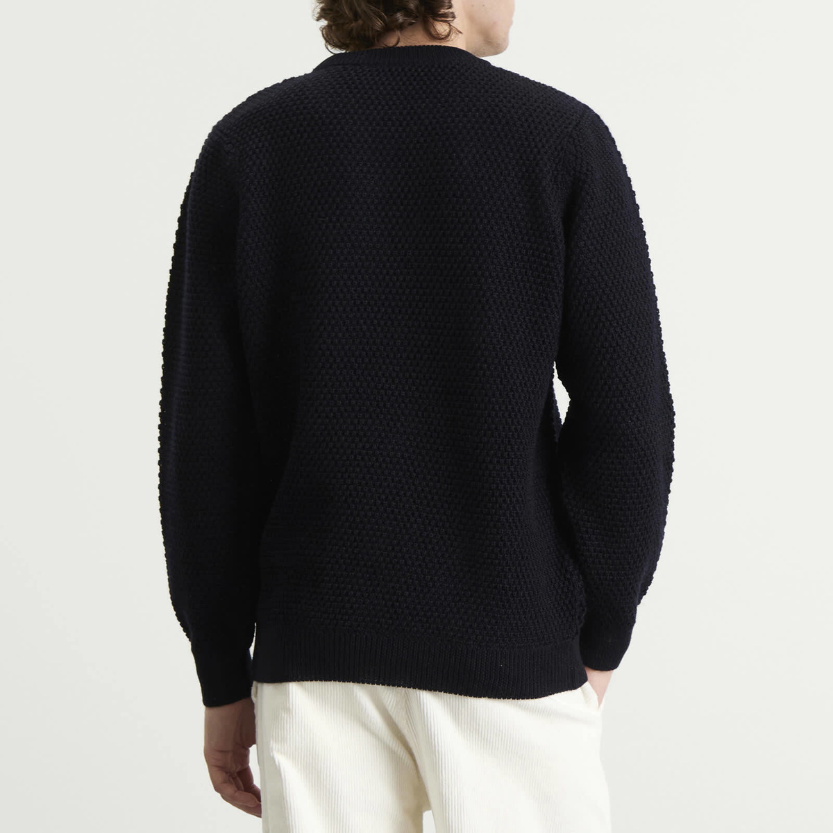 Armor-Lux Men's Waffle Knit Jumper in Navy