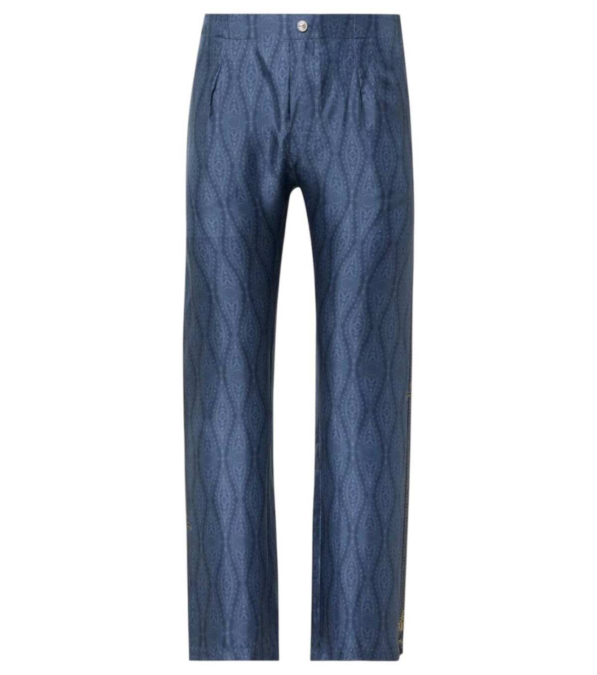 パンツ ETRO Pants with pleat Etro - Harlequin Straight-Leg Pleated Striped Paisley-Print