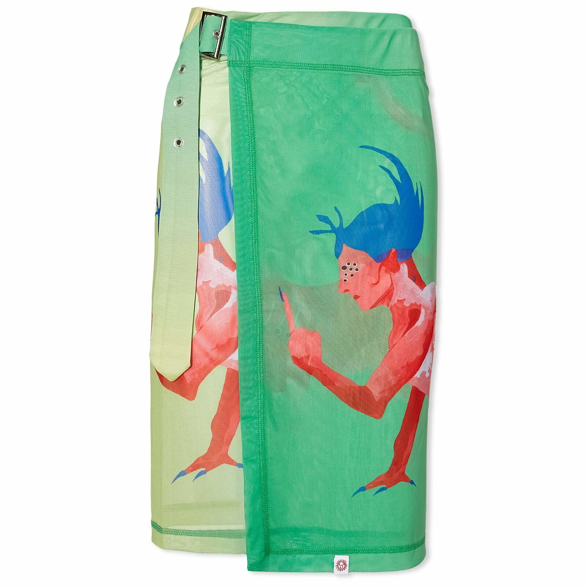 Charles Jeffrey Women's Mesh Wrap Skirt in Green Ombre