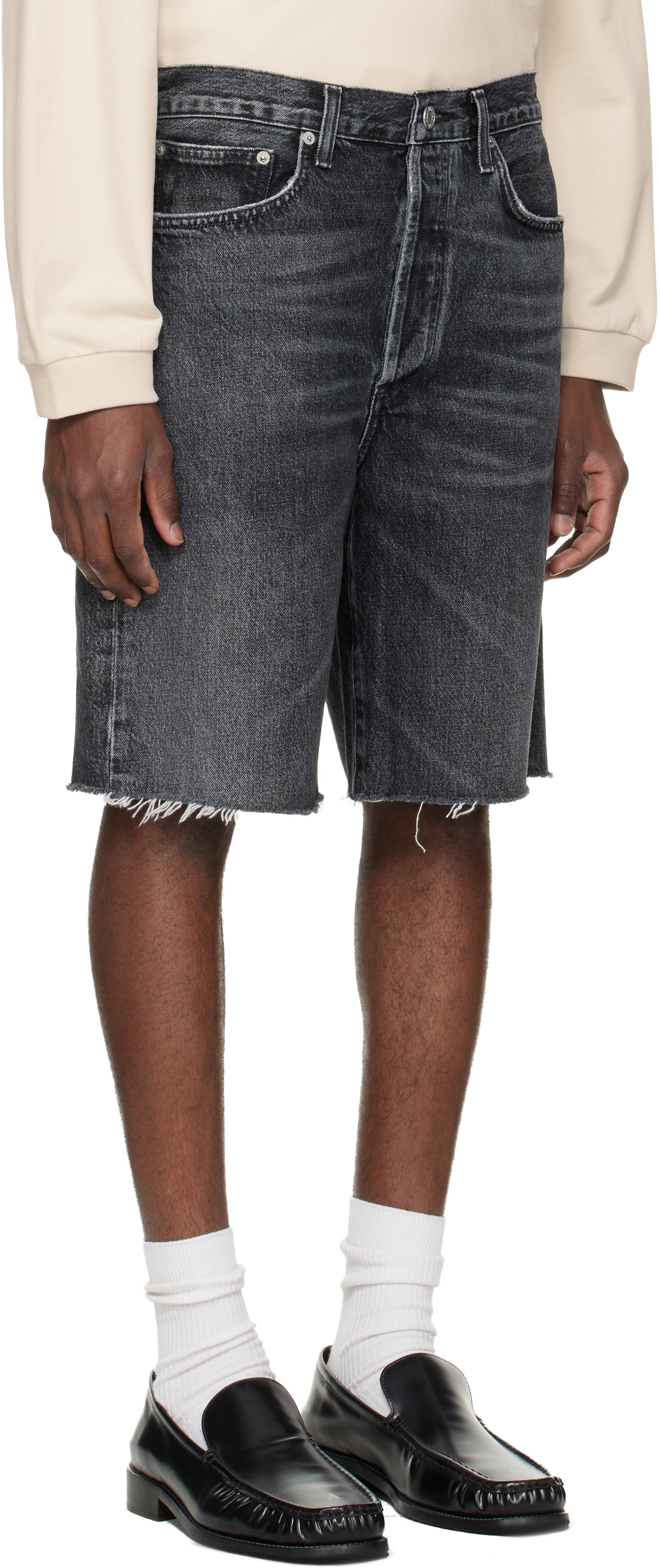 AGOLDE Black Anson Denim Shorts