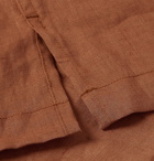 Monitaly - Camp-Collar Linen Shirt - Men - Brown