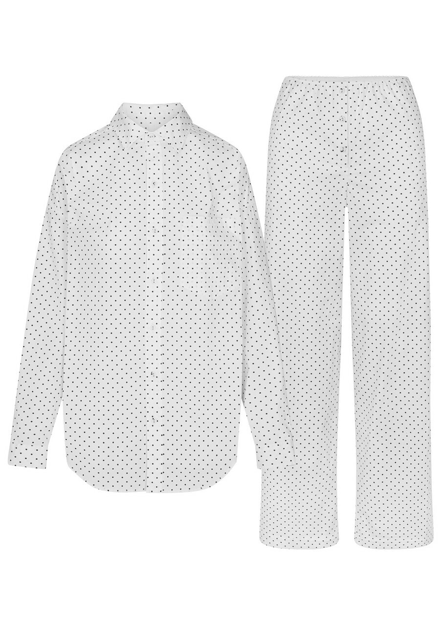 Skims Oversized Cotton-poplin Sleep set Black And White