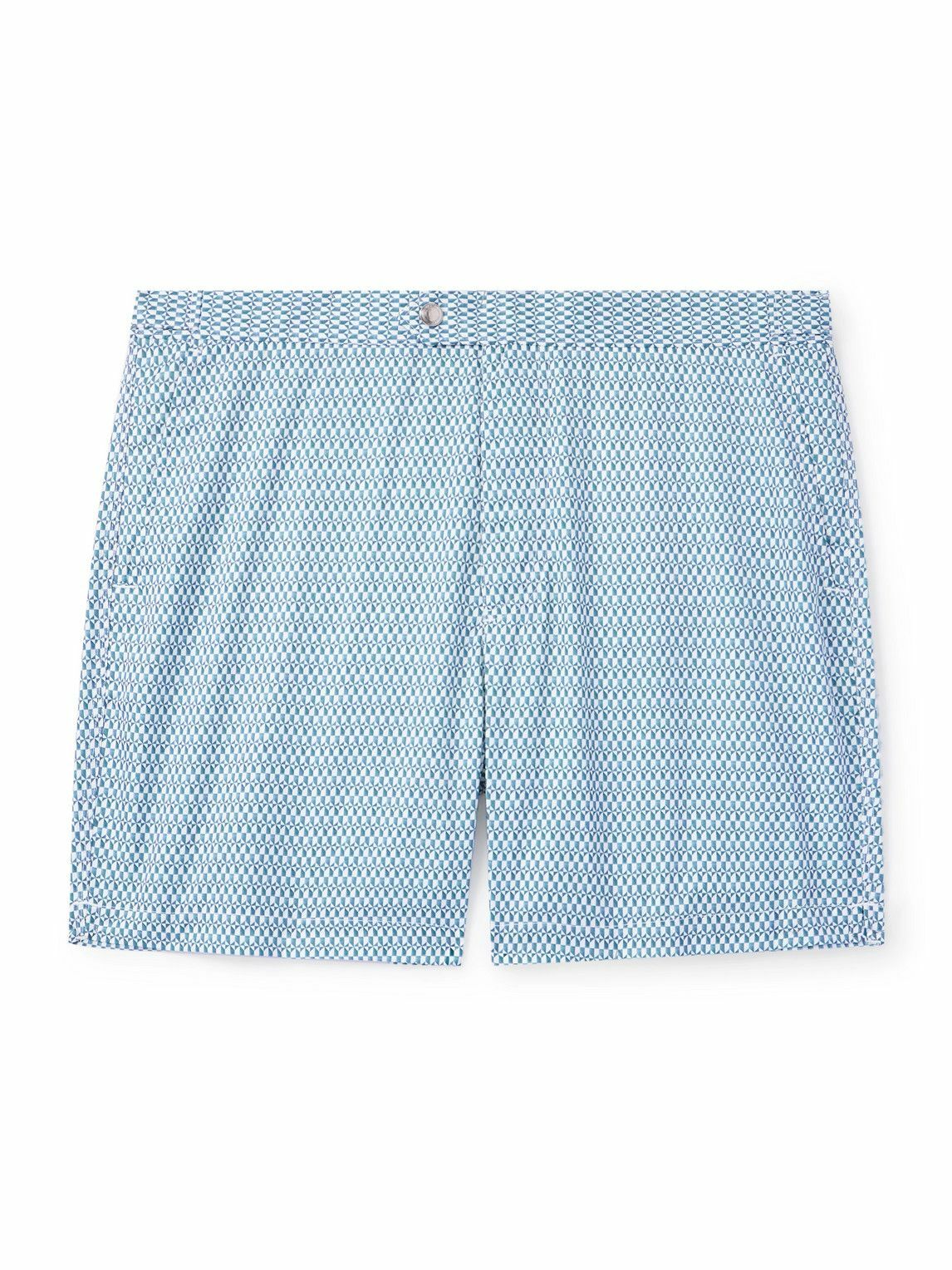 Mr P. - Straight-Leg Mid-Length Printed Swim Shorts - Blue