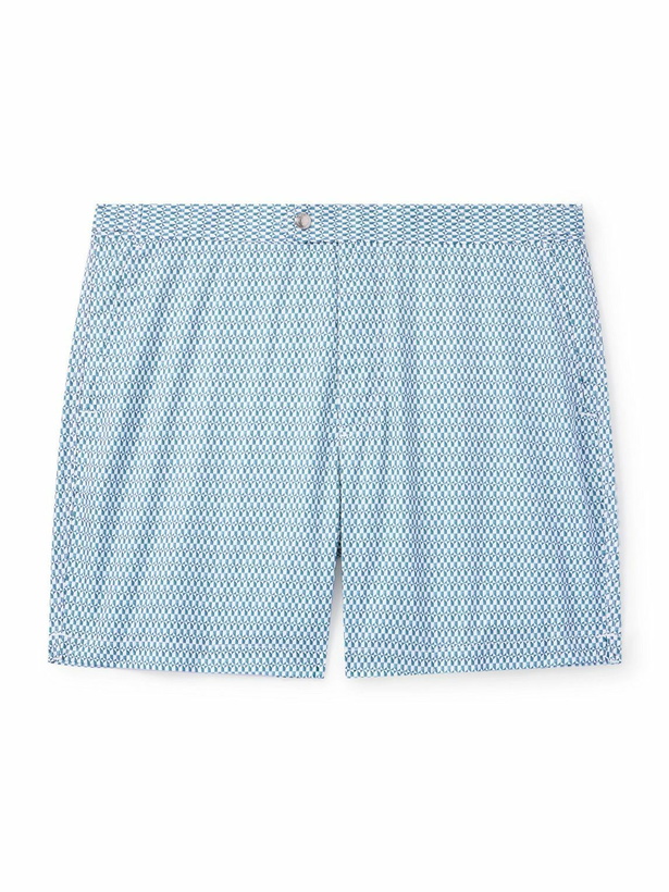 Photo: Mr P. - Straight-Leg Mid-Length Printed Swim Shorts - Blue