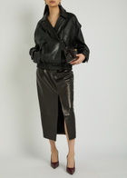 Nour Hammour Micah Grained Leather Jacket Black