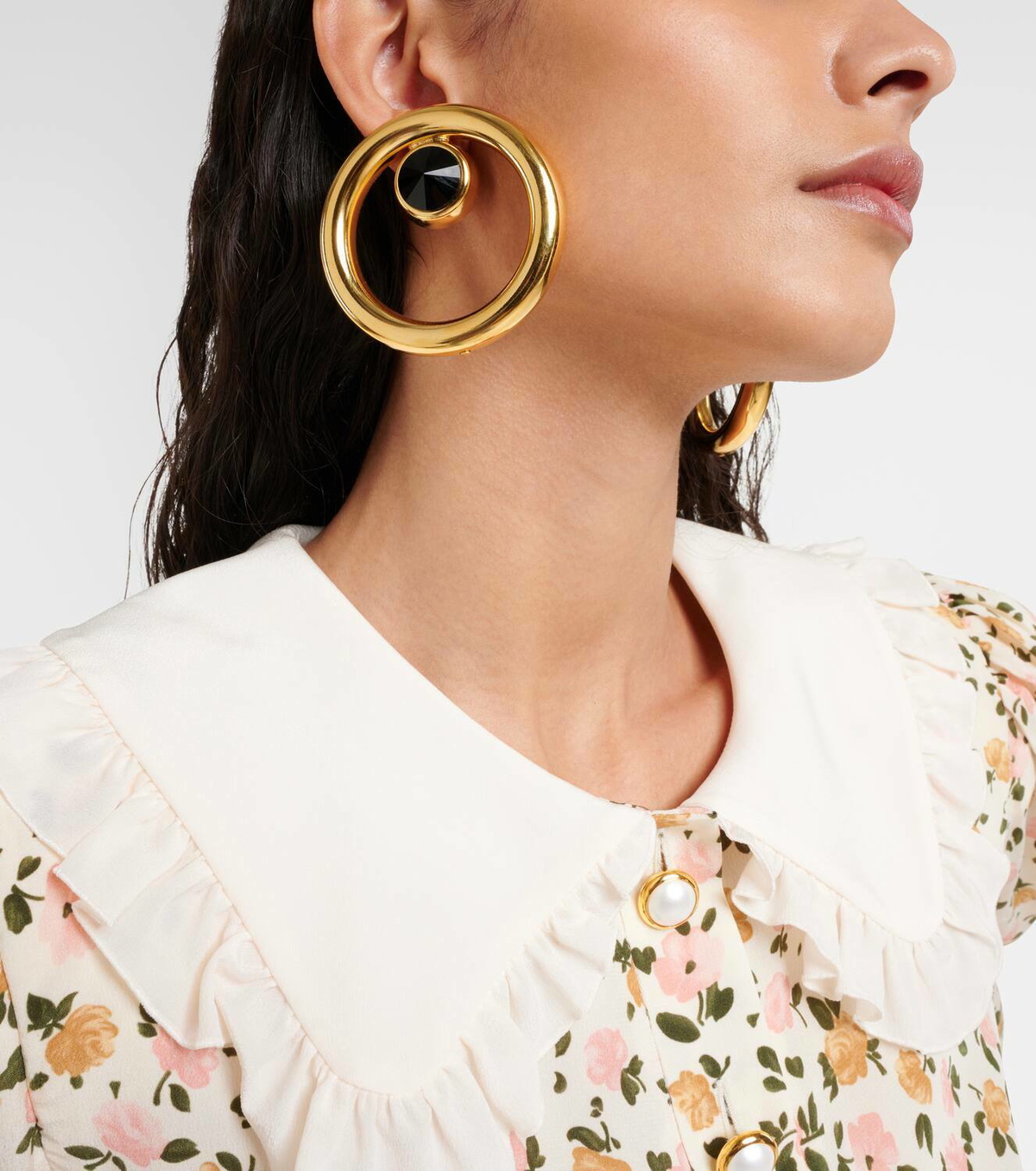 Alessandra Rich Embellished hoop clip on earrings Alessandra Rich