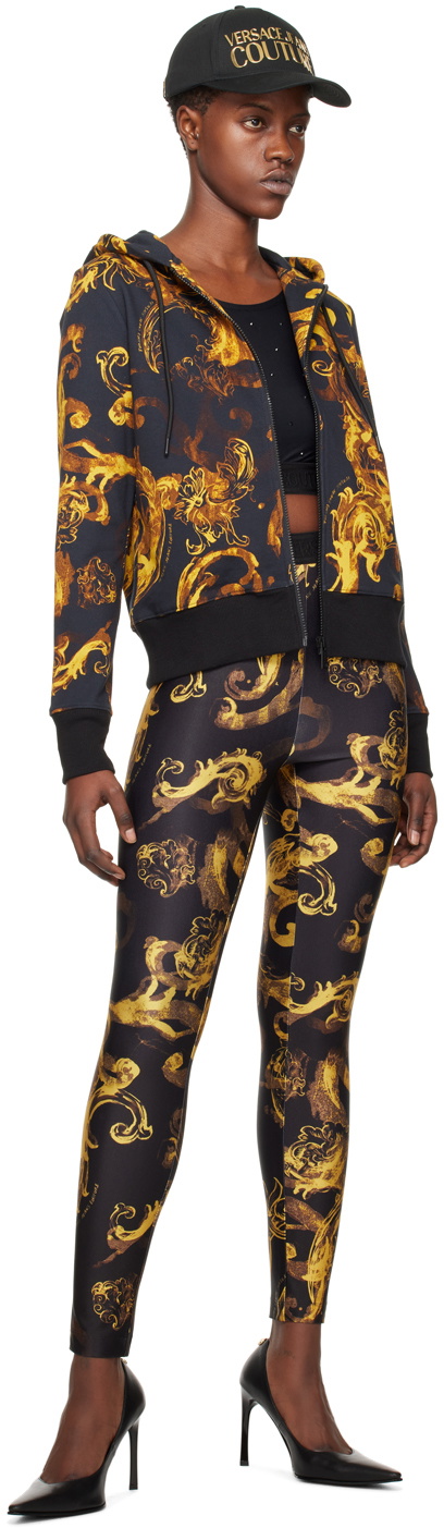 Versace Jeans Couture: Black Watercolor Couture Leggings