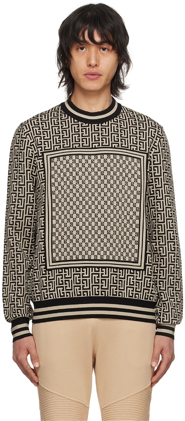 Photo: Balmain Black Mini Monogram Sweater