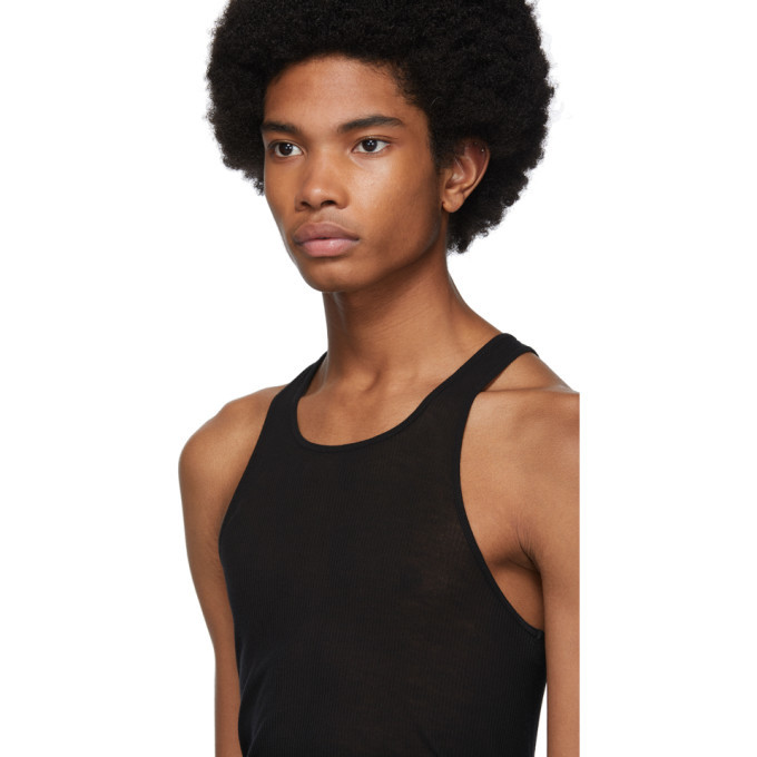 Rick Owens Black Basic Rib Tank Top Rick Owens