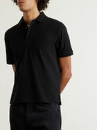 SAINT LAURENT - Logo-Embroidered Cotton-Blend Piqué Polo Shirt - Black