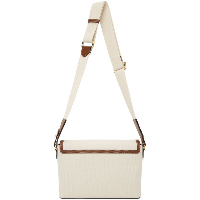 BURBERRY ショルダーバッグ ブラウン/ホワイト Burberry Off-White and Brown Canvas Horseferry Note Bag Burberry