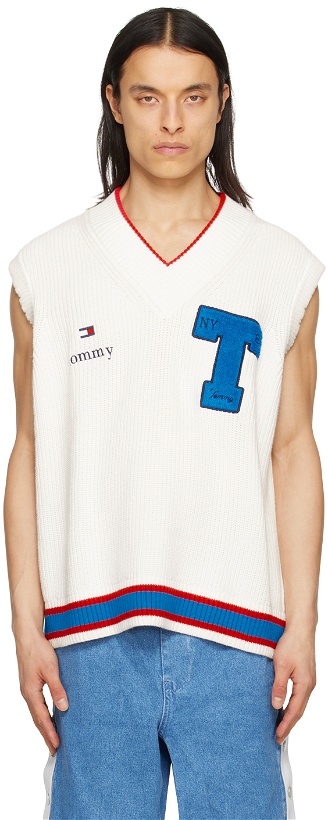 Photo: Tommy Jeans White Varsity Letter Sweater