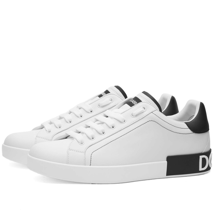 Photo: Dolce & Gabbana Men's Portofino Sneakers in White/Black