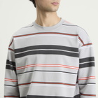 BEAMS Men's Multi Stripe Long Sleeve T-Shirt in Light Grey