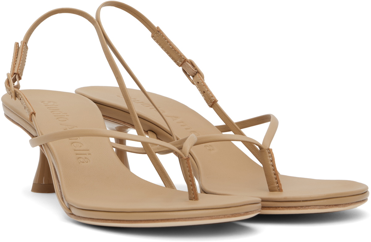 Studio Amelia Beige Wishbone 50 Heeled Sandals