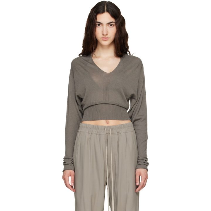 Photo: Rick Owens Taupe Tower V Cropped Sweater