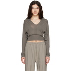 Rick Owens Taupe Tower V Cropped Sweater