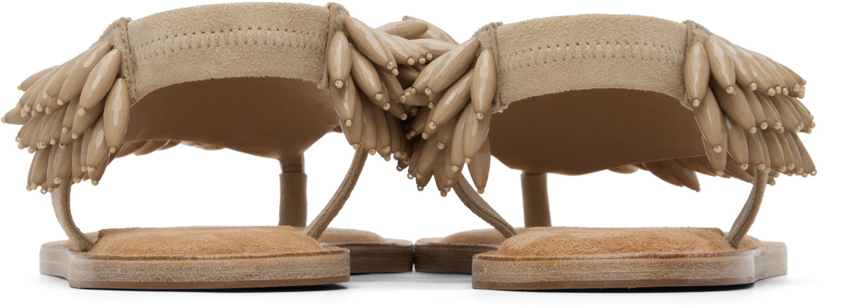 BALMAIN Beige Suede & Beads Sandals