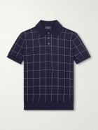 Dunhill - Checked Cotton and Mulberry Silk-Blend Jacquard Polo Shirt - Blue