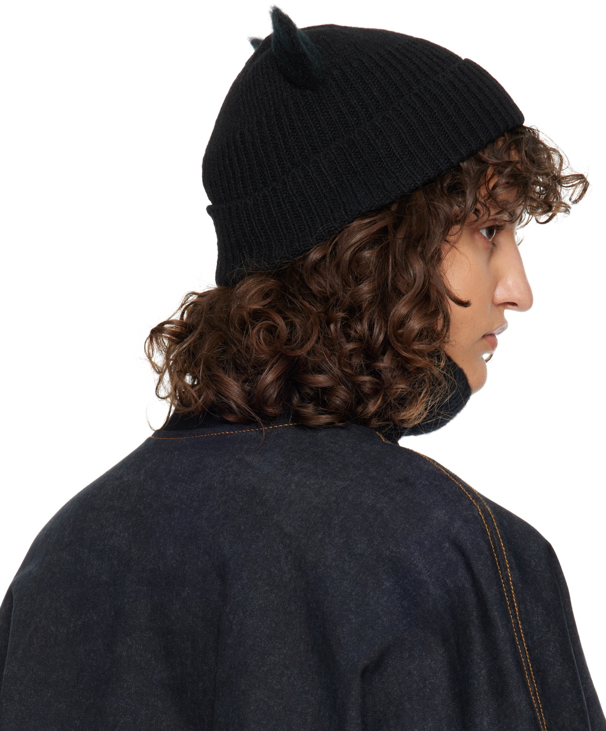 Marni Black Wool & Mohair Ears Beanie