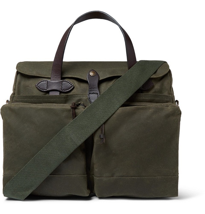 Photo: Filson - 24-Hour Leather-Trimmed Coated-Canvas Briefcase - Men - Dark green