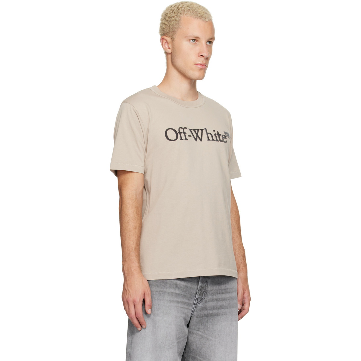 Off-White Beige Big Bookish Regular T-shirt