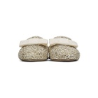 Jimmy Choo Gold and White Glitter Galaxy Flat Loafers
