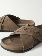 TOM FORD - Wicklow Perforated Suede Slides - Green