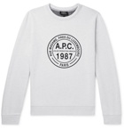 A.P.C. - Logo-Print Mélange Loopback Cotton-Jersey Sweatshirt - Light gray