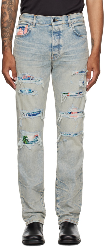 Photo: AMIRI Blue Thrasher Slim Jeans
