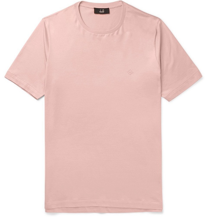 Photo: Dunhill - Logo-Embroidered Cotton-Jersey T-Shirt - Pink