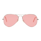 Ray-Ban Silver and Pink Pilot Aviator Sunglasses