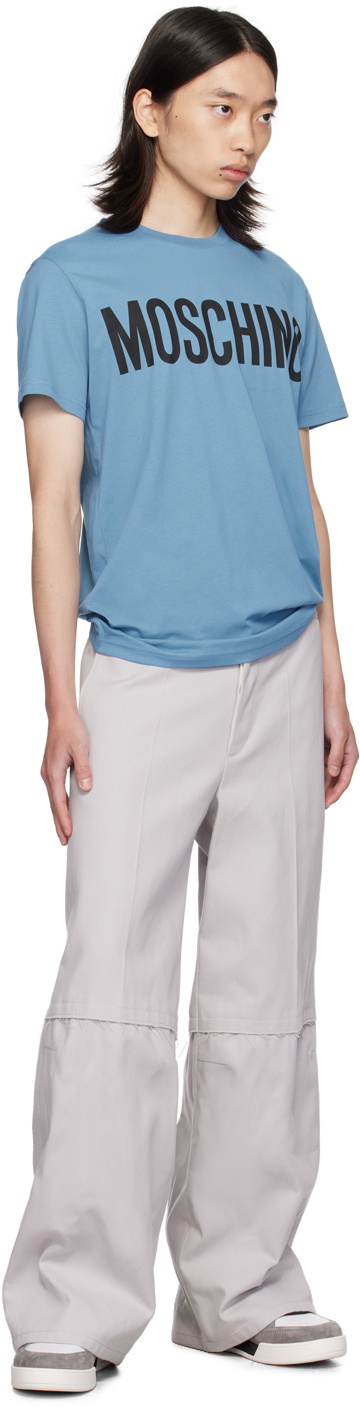 Moschino Blue Floral & Smily-Print Cropped T-Shirt
