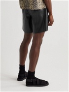 Deveaux - Brooks Wide-Leg Faux Leather Shorts - Black