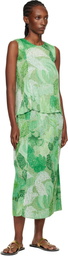 PLEATS PLEASE ISSEY MIYAKE Green Foggy Forest Midi Skirt