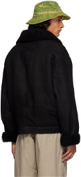 Acne Studios Black Pin-Buckle Leather Jacket