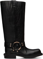 Acne Studios Black Leather Buckle Tall Boots