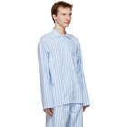 Tekla Blue and White Striped Pyjama Shirt