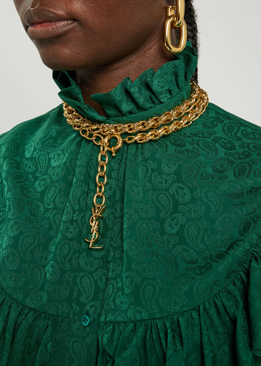 Saint Laurent Logo Chain Brass Necklace - Gold - One Size