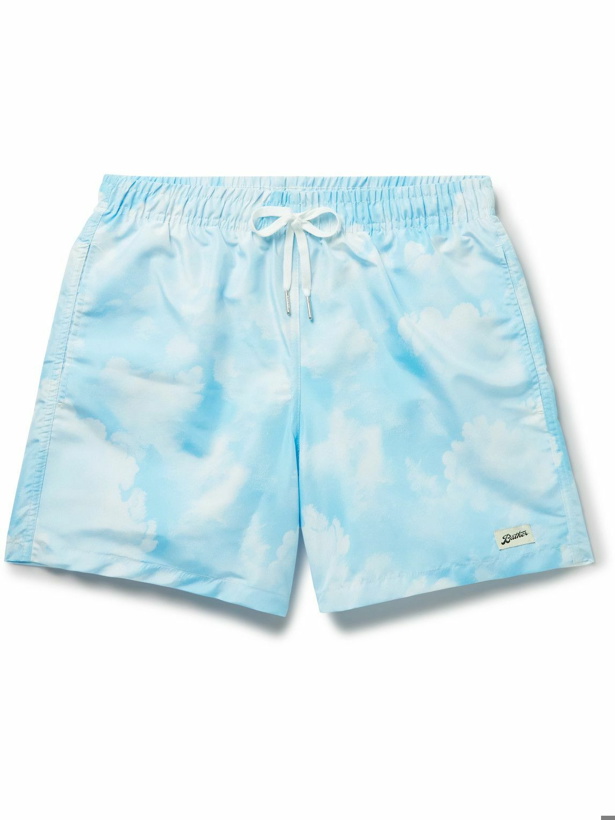 Photo: Bather - Straight-Leg Mid-Length Printed Recycled Swim Shorts - Blue