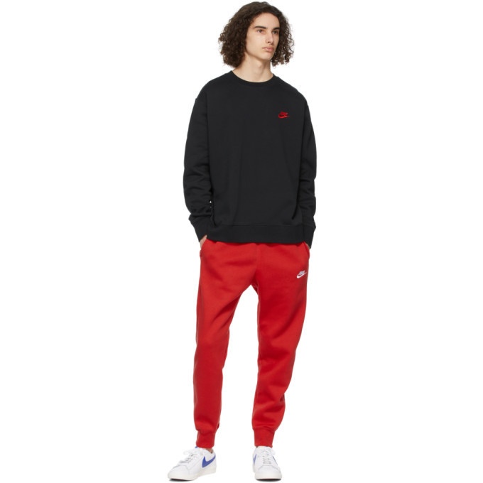 Nike Black and Red Sportswear Club Sweatshirt Nike