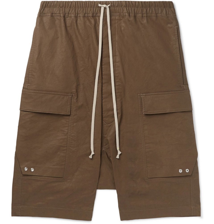 Photo: Rick Owens - Pod Waxed Linen-Blend Twill Cargo Shorts - Men - Brown