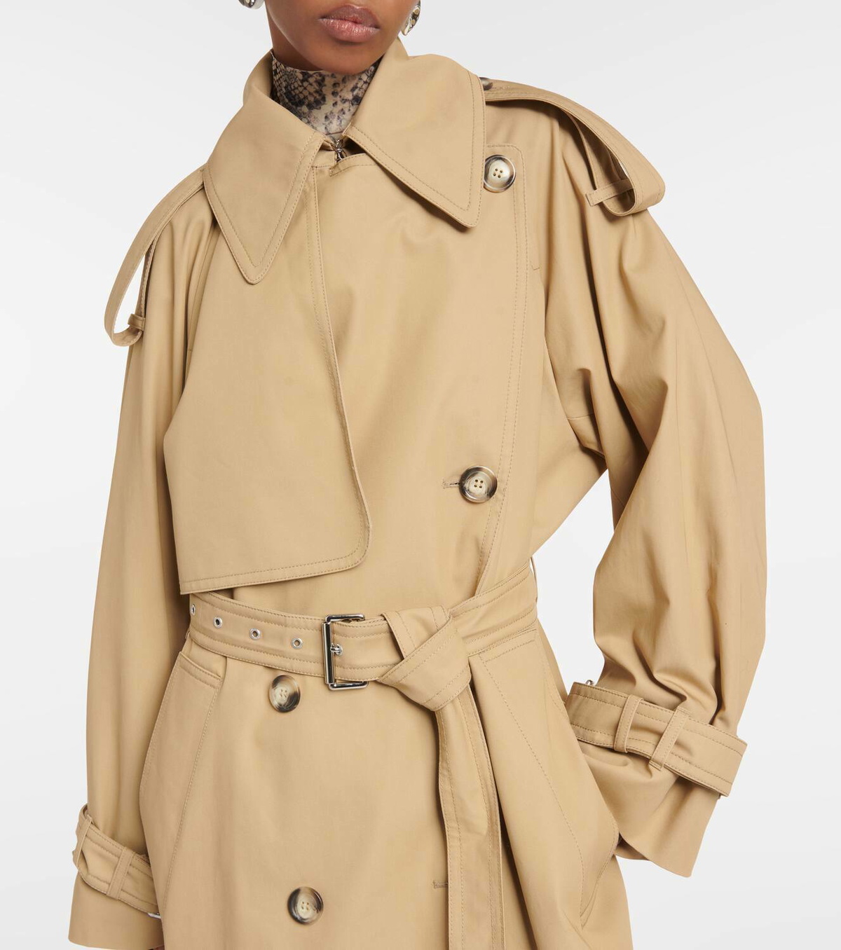 トレンチコート SPORTMAX TRENCH COAT WITH BUTTONS (2320260239600 433004) Sportmax Ricamo cotton trench coat Sportmax