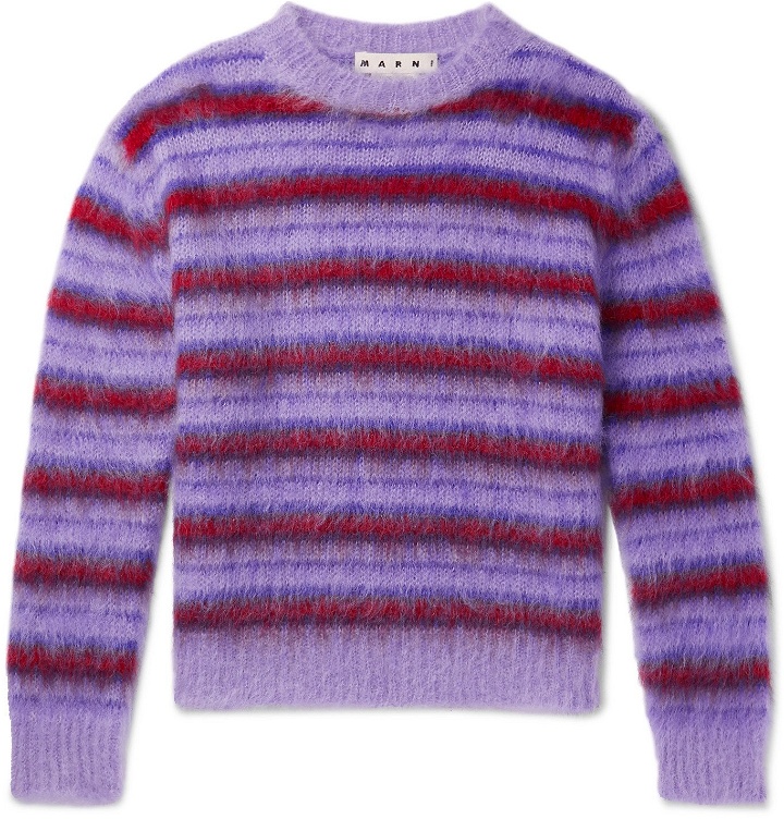 Photo: MARNI - Striped Mohair-Blend Sweater - Purple