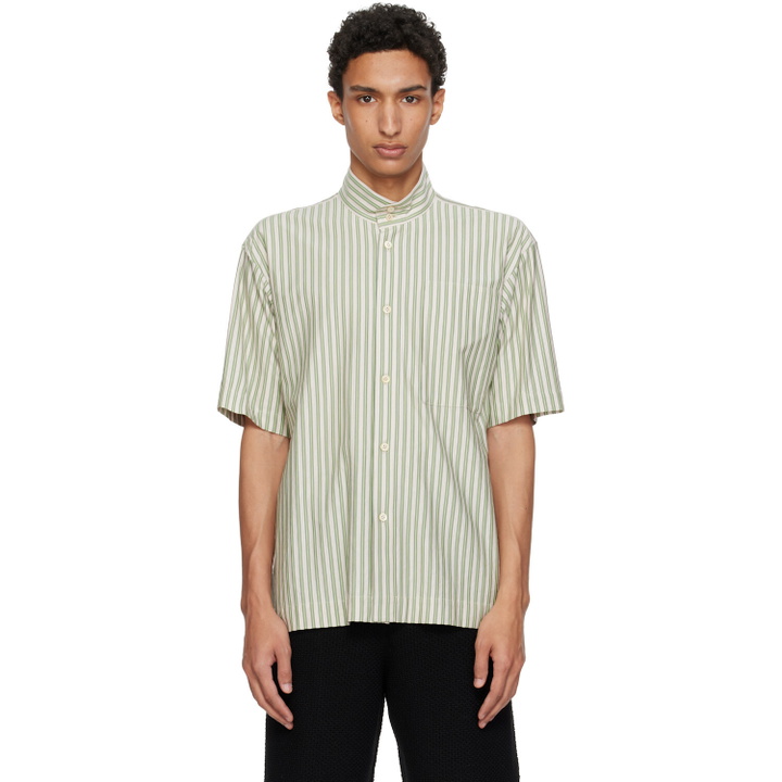 Photo: HOMME PLISSÉ ISSEY MIYAKE Green Stripe Jersey Shirt