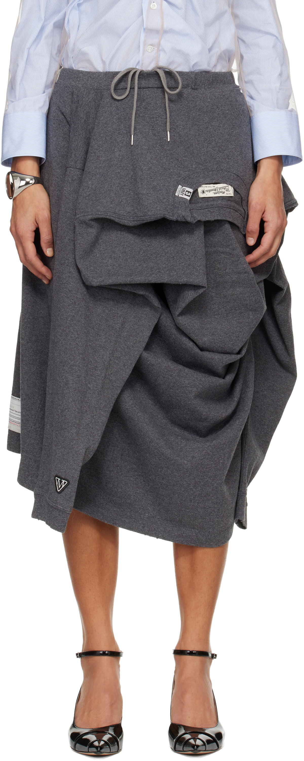 Maison MIHARA YASUHIRO Gray T-shirt Reconstructed Midi Skirt