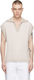 Solid Homme Beige Cotton Vest