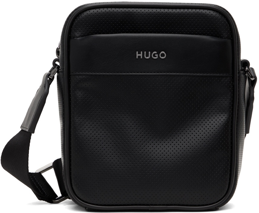 Photo: Hugo Black Logo-Lettering Mini Reporter Bag