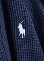 Polo Ralph Lauren Logo-embroidered Waffle-knit Cotton Robe Navy