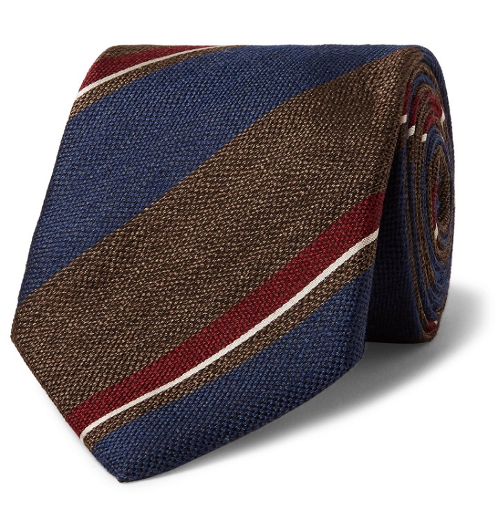 Photo: Bigi - 8cm Striped Silk and Wool-Blend Tie - Blue